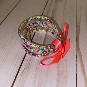 Little girls clear multi colored confetti plastic bracelets